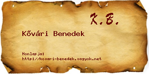 Kővári Benedek névjegykártya